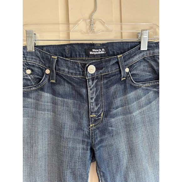 Rock Republic Wide Leg Jeans, Size 30-Women’s/Orange Logo Back Pocket - Picture 3 of 8
